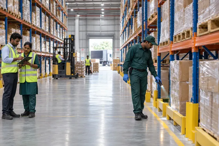 Illustrative well-organized commercial warehouse